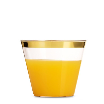 Vente chaude argent 9 oz jante en or écologique en plastique PS tasses